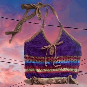 multicolor crochet halter top